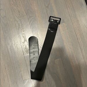 Wide Black Belt with Metal Buckle